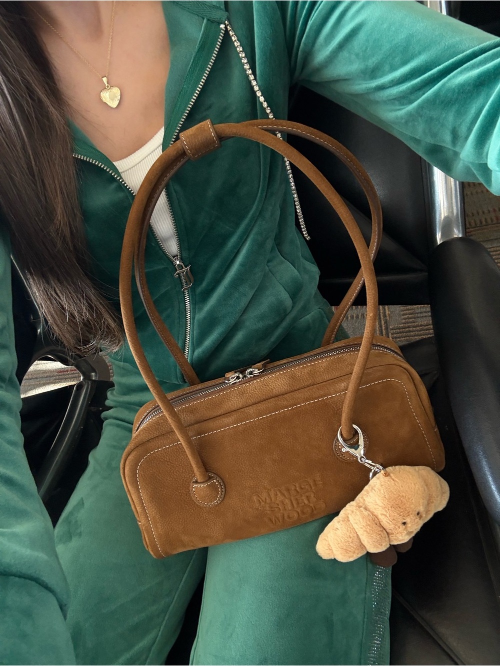 Margesherwood Soft Boston Baguette Bag Chestnut Nubuck